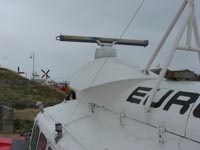 Looking forward along the top of the craft, from the side access door